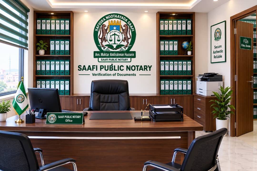 Legal books and documents arranged in a notary office